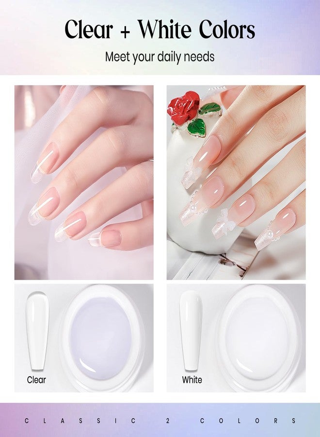 MIZHSE Solid Builder Gel for Nails, Non-Sticky Clear and White 3D Nail Art, Sculpting Building Hard Gel with Dual Form Silicone Pen for Carving Patterns Decoration Nail Art Manicure Home DIY - Image 2